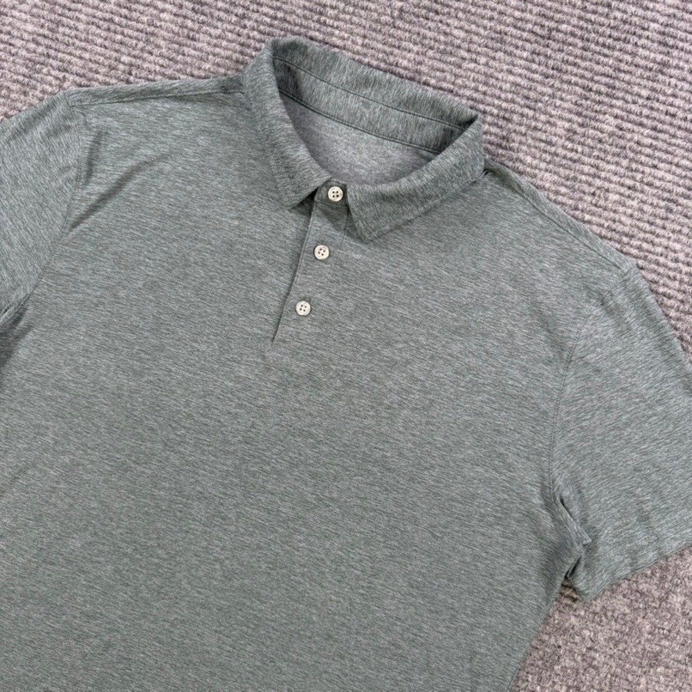 Vuori Strato Tech Polo Mens Small Heather Charcoal Green Short Sleeve Shirt V188